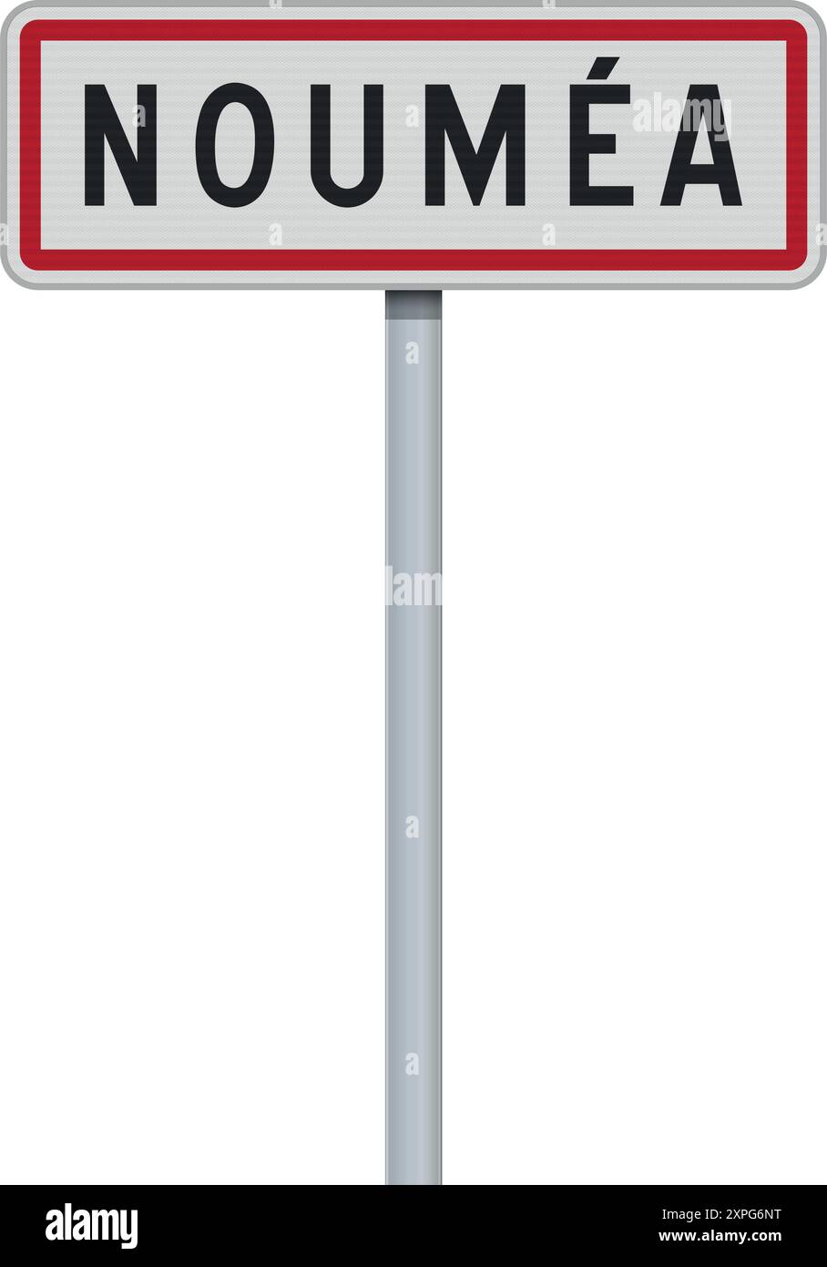 Illustrazione vettoriale del cartello di ingresso della città di Noumea (Francia) su palo metallico Illustrazione Vettoriale