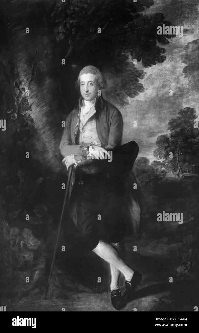 Un ritratto di Thomas Gainsborough (1727-1788) di Arthur Chichester, i marchese di Donegall (1739-1799), un nobile e politico inglese in Irlanda. Dopo aver preso il suo posto nella camera dei lord irlandese nel 1765, Donegall prestò servizio a Westminster come membro del Parlamento per Malmesbury dal 1768 al 1774, periodo durante il quale fu riferito che non parlò mai alla camera e non si candidò per la rielezione nel 1774. Foto Stock