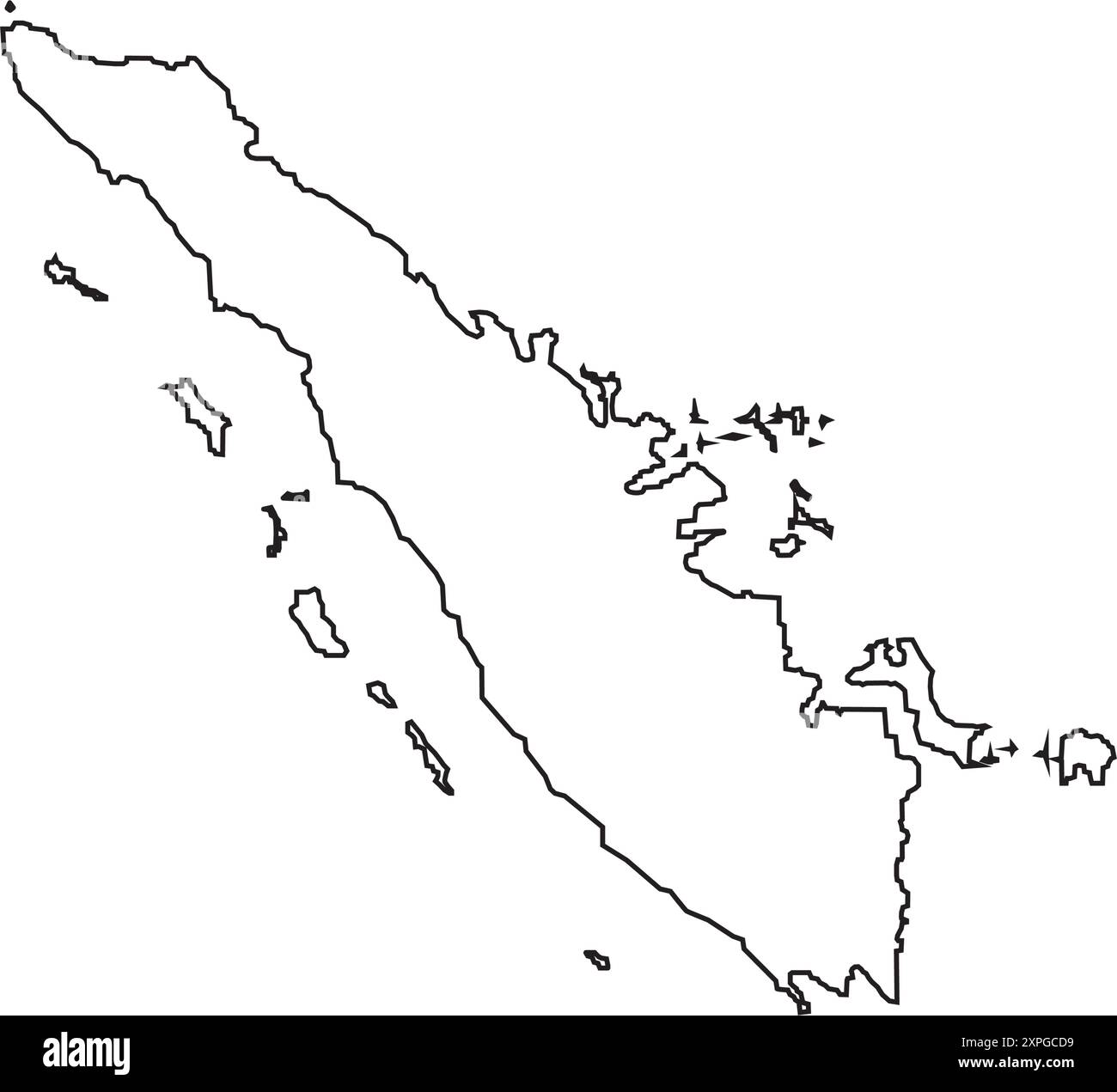 Icona mappa per l'isola di Sumatra, una delle isole dell'Indonesia Illustrazione Vettoriale