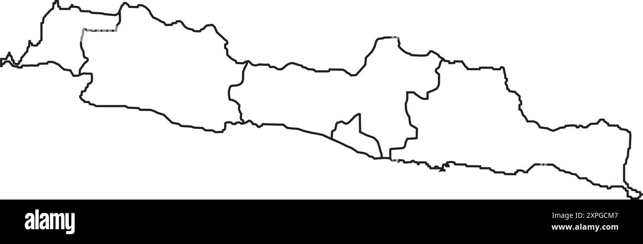 Icona della mappa dell'isola di Giava, una delle isole più popolose dell'Indonesia, illustrazione del design degli elementi Illustrazione Vettoriale