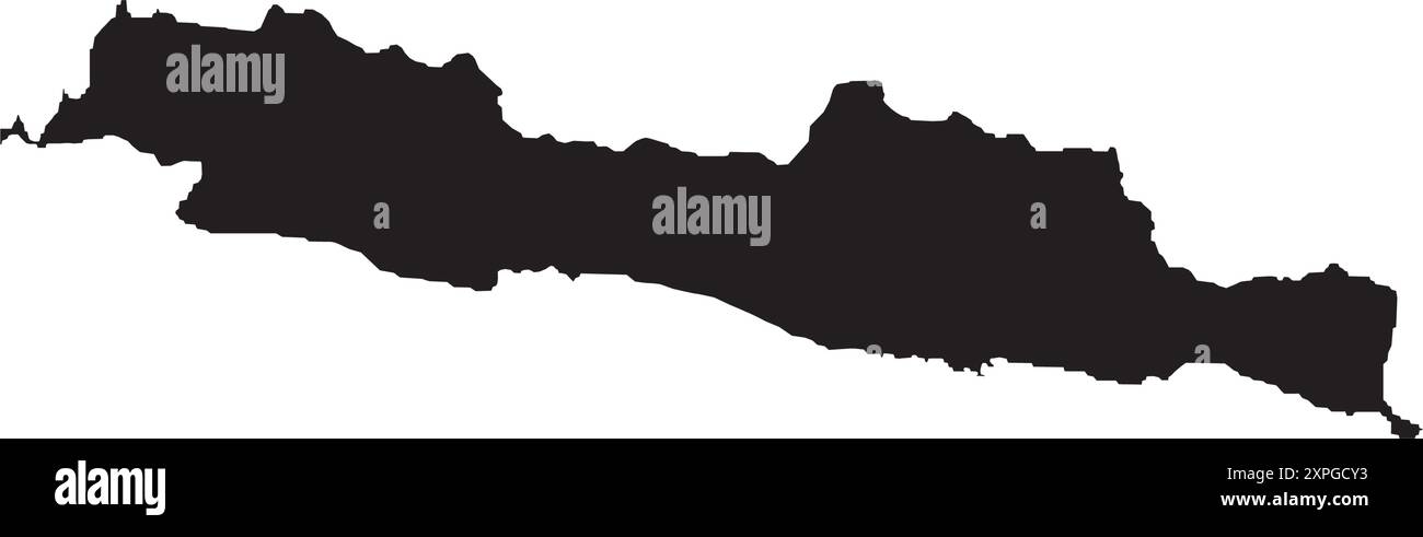 Icona della mappa dell'isola di Giava, una delle isole più popolose dell'Indonesia, illustrazione del design degli elementi Illustrazione Vettoriale