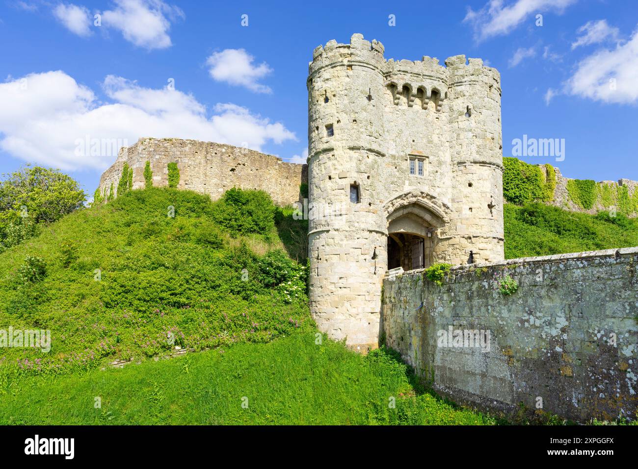 Castello di Carisbrooke Isola di Wight Regno Unito - castello di Carisbrooke ingresso al castello di Gatehouse Villaggio di Carisbrooke Newport Isola di Wight Inghilterra Regno Unito Europa Foto Stock