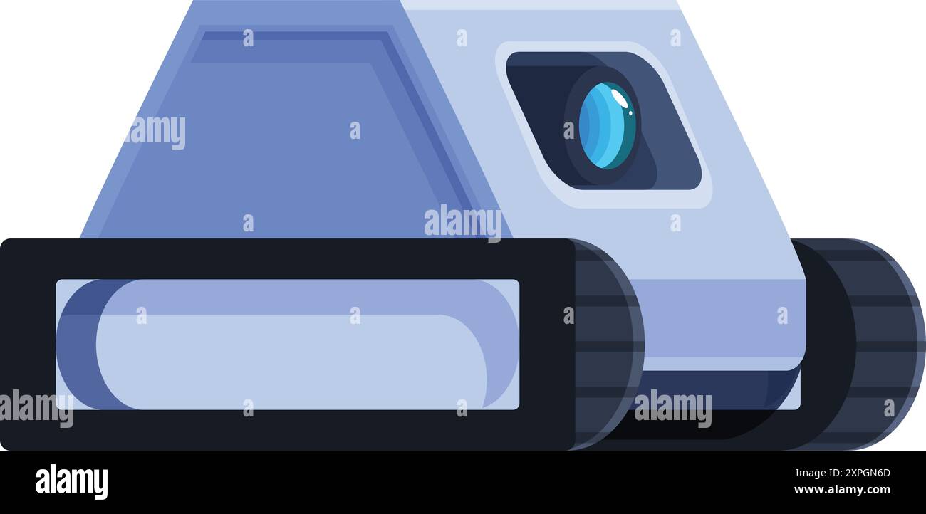 Robot autonomo in movimento e scansione dell'area utilizzando l'intelligenza artificiale Illustrazione Vettoriale