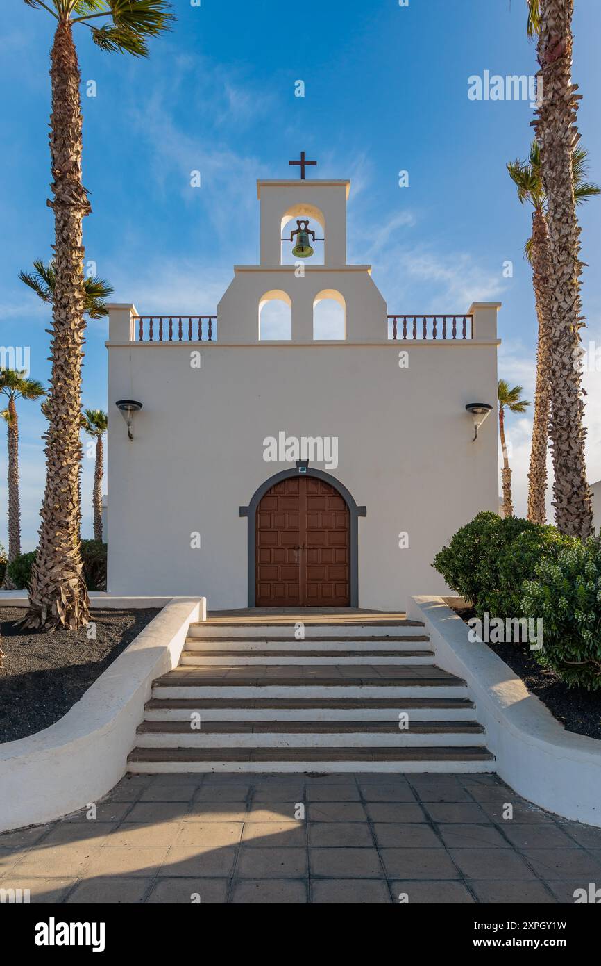 Architettura tradizionale della chiesa nella città di Ye sull'isola di Lanzarote, Isole Canarie, Spagna Foto Stock
