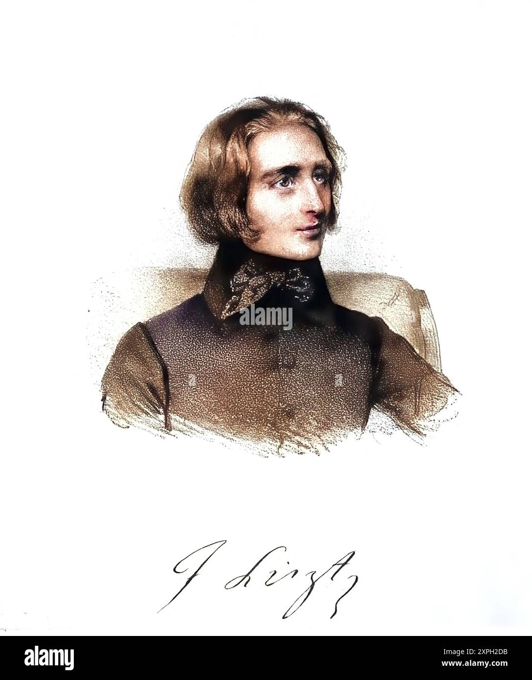 Franz Liszt, nato il 22 ottobre 1811 a Raiding, Contea di Ödenburg, Impero austriaco, è morto il 31 luglio 1886 a Bayreuth, Regno di Baviera, Impero tedesco, compositore austro-ungarico, pianista, direttore d'orchestra, direttore di teatro, insegnante di musica e scrittore, riproduzione storica, restaurata digitalmente da un originale del XIX secolo, data record non dichiarata / , geboren am 22. Oktober 1811 a Raiding, Komitat Ödenburg, Kaisertum Österreich, gestorben am 31. Juli 1886 a Bayreuth, Königreich Bayern, Deutsches Reich, ein österreichisch-ungarischer Komponist, pianista, Dirigent, Theaterleiter, Mus Foto Stock