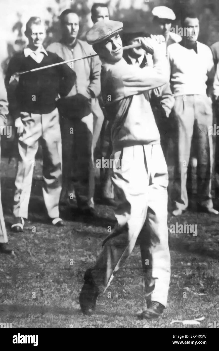 Golfista americano Ben Hogan, drive of the tee, 1950 - digitalmente migliorato Foto Stock