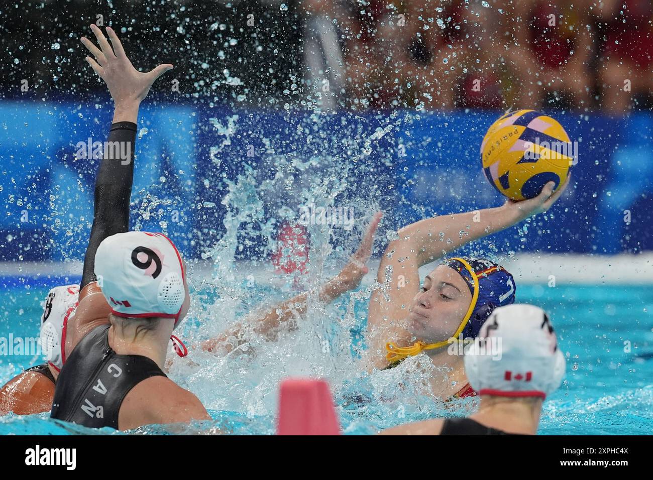 Parigi, Francia. 6 agosto 2024. RUIZ BARRIL Elena dalla Spagna durante i quarti di finale di pallanuoto femminile Spagna-Canada alle Olimpiadi del 2024, martedì 6 agosto 2024, a Parigi, Francia. (Foto di Gian Mattia D'Alberto/LaPresse) RUIZ BARRIL Elena dalla Spagna durante le donneճ pallanuoto quarti di finale Spagna-Canada alle Olimpiadi 2024, martedì 6 agosto 2024, a Parigi, Francia. (Foto di Gian Mattia D'Alberto/LaPresse) credito: LaPresse/Alamy Live News Foto Stock