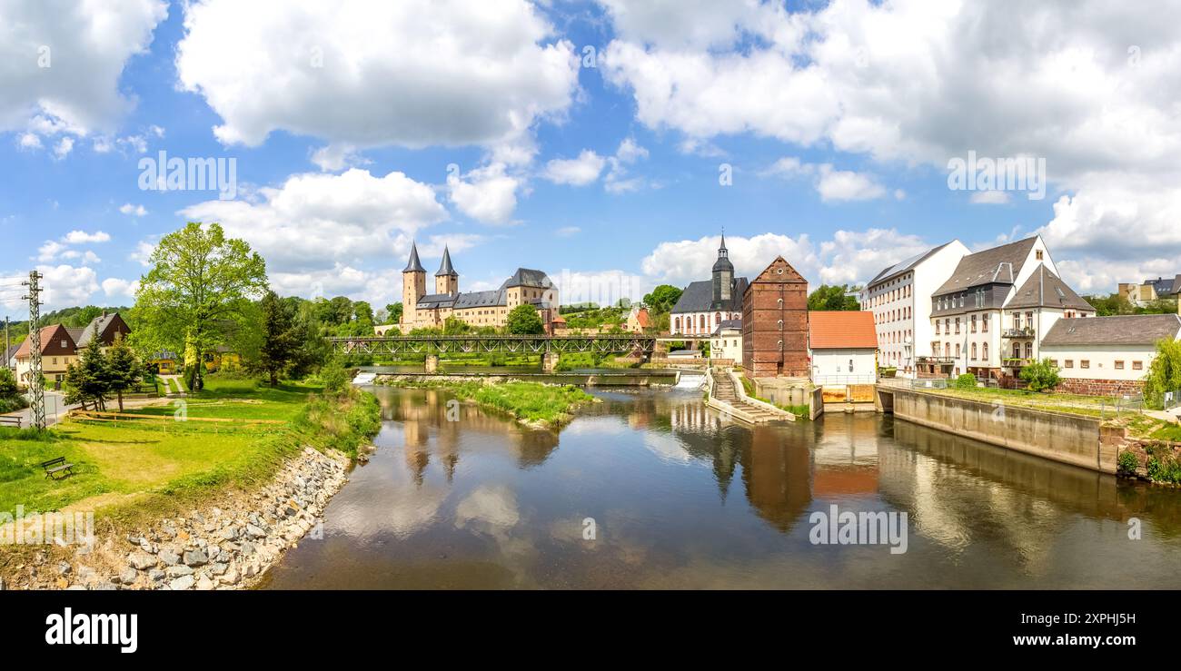 Città vecchia di Rochlitz, Germania Foto Stock