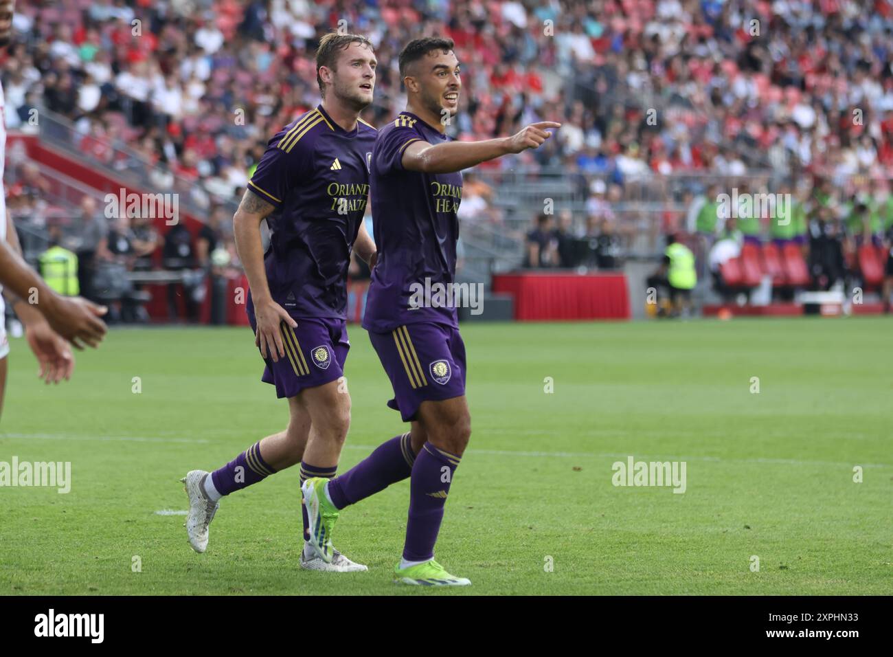 Toronto, ON, Canada, 3 luglio 2024, M.. Ojeda #11 celebra il suo gol nella partita di Major League Soccer tra Toronto FC e Orlando SC al BMO Field. Foto Stock