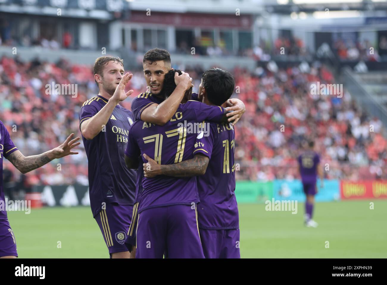 Toronto, ON, Canada, 3 luglio 2024, M.. Ojeda #11 celebra il suo gol nella partita di Major League Soccer tra Toronto FC e Orlando SC al BMO Field. Foto Stock