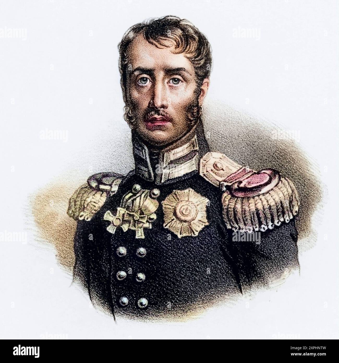 Friedrich Wilhelm III. 1770 1840, König von Preußen ab 1797. Erklärte Napoleone Bonaparte 1806 den Krieg. Lithographie, ca. 1830., Historisch, digitale Foto Stock