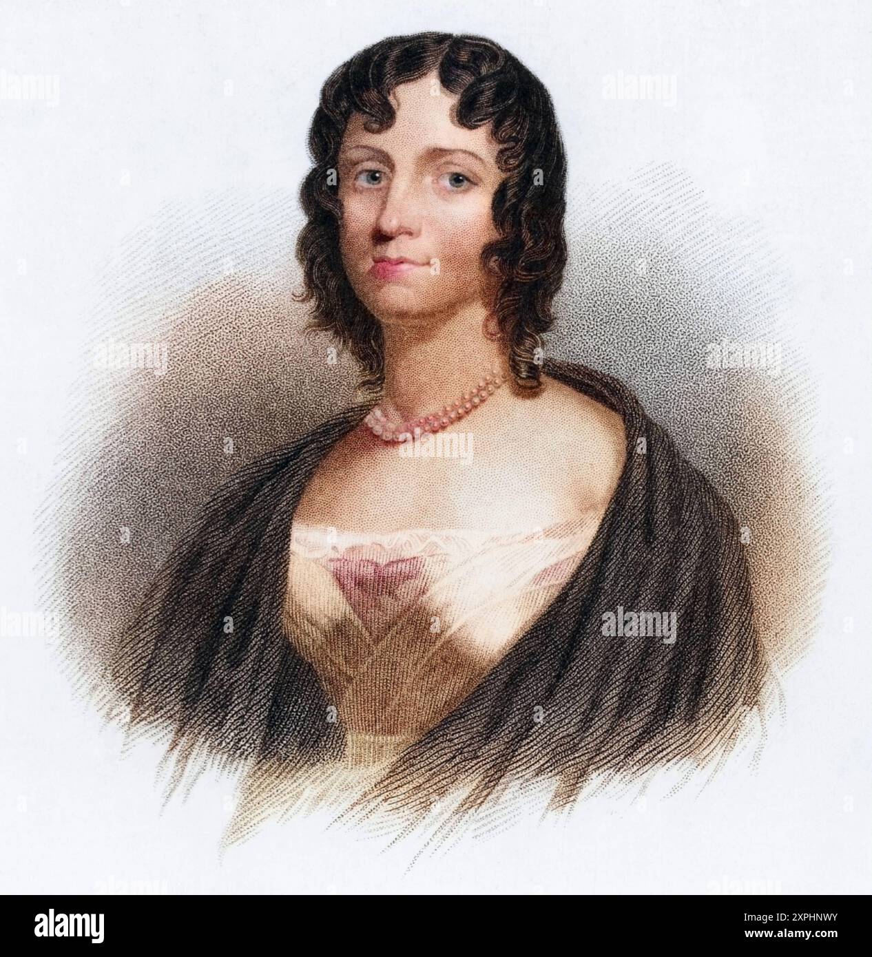 Felicia Dorothea Hemans 1793-1835, englische Dichterin. Heute vor allem für ihr Gedicht Casabianca bekannt Der Junge stand auf dem brennenden Deck, vo Foto Stock