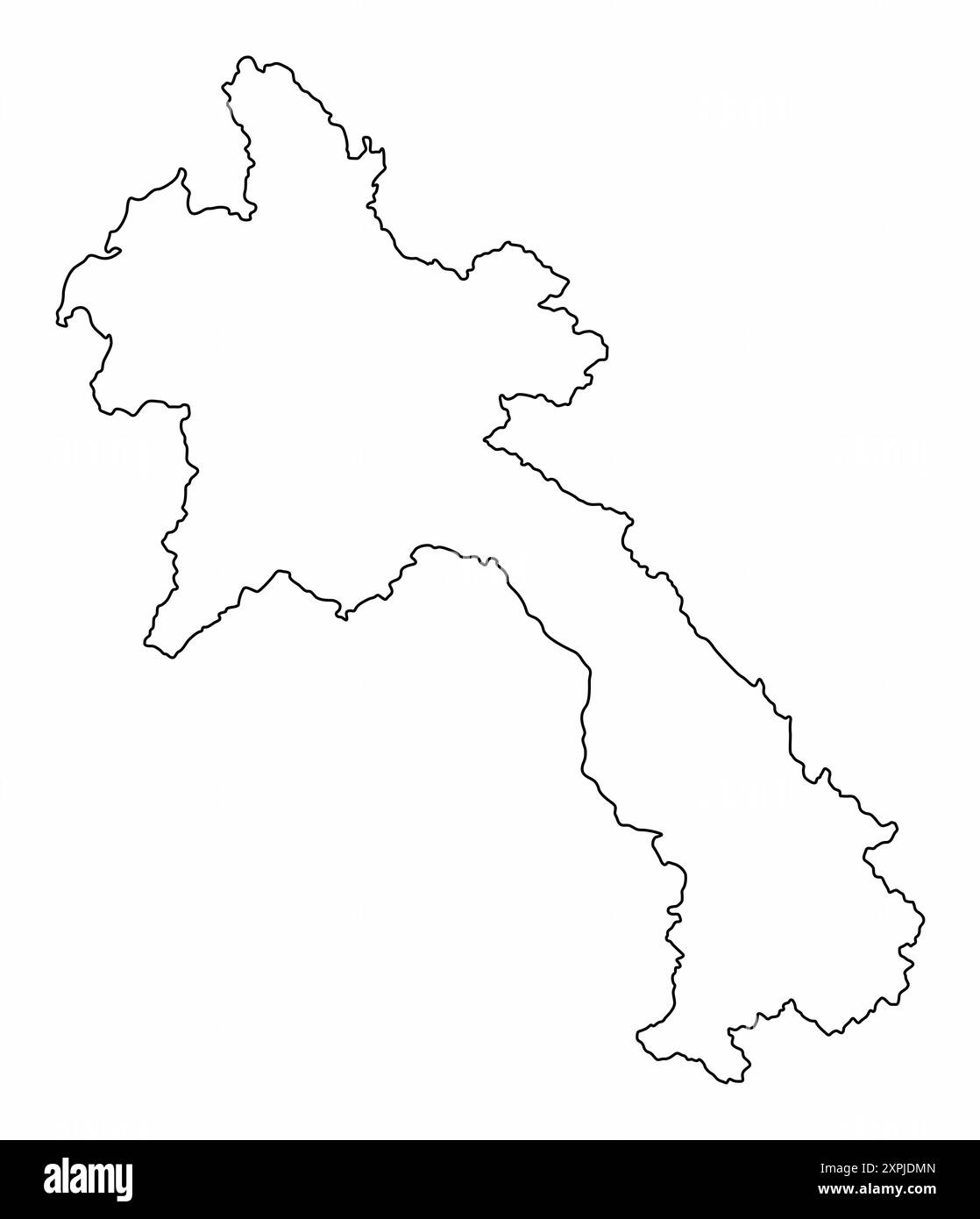 Mappa di contorno del Laos isolata su sfondo bianco Illustrazione Vettoriale