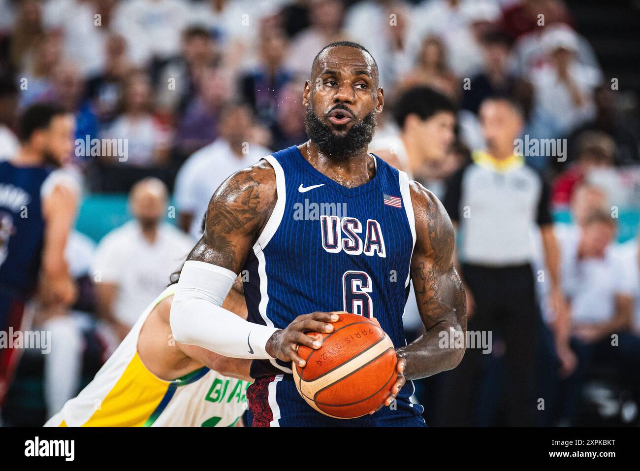 PARIGI, IF - 06.08.2024: BASKET MASCHILE BRASILE X USA - Basket - Olimpiadi di Parigi 2024 - Brasile (foto: Luca Castro/Fotoarena) Foto Stock