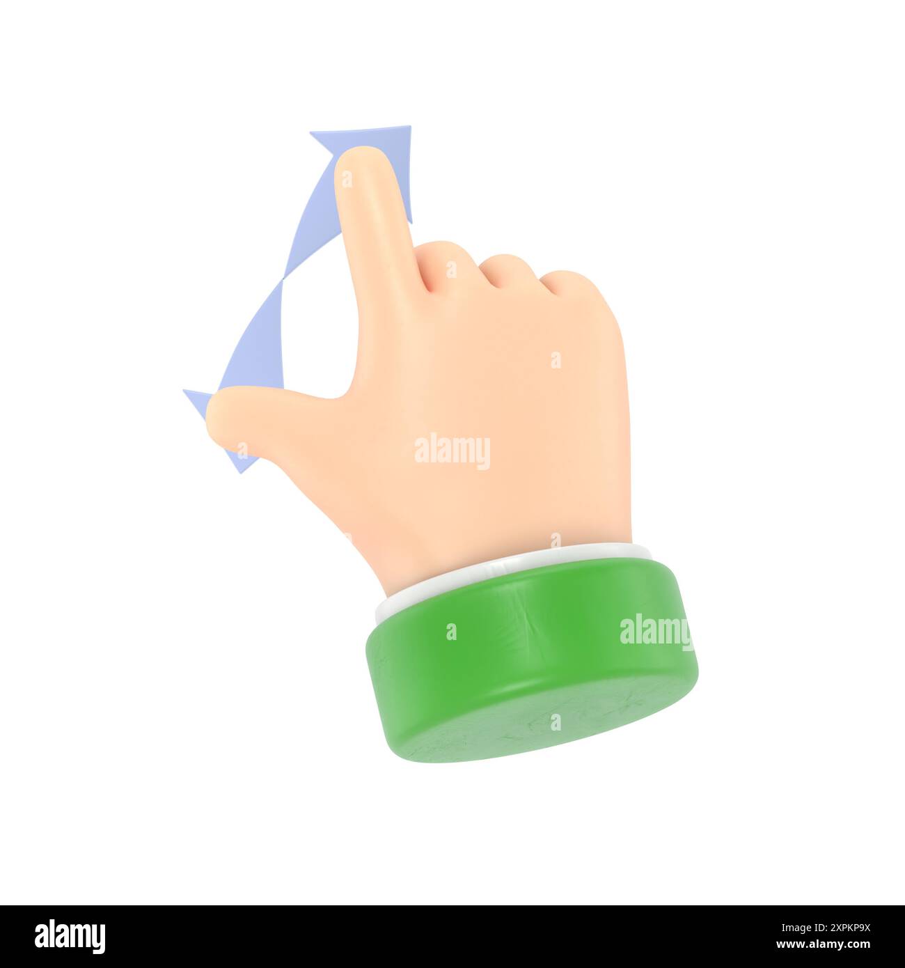 Icona movimento cartoni animati Mockup. Icone della linea gesture del touch screen. Scorrimento manuale, scorrimento delle icone multitasking. Rendering 3D su sfondo bianco. Foto Stock