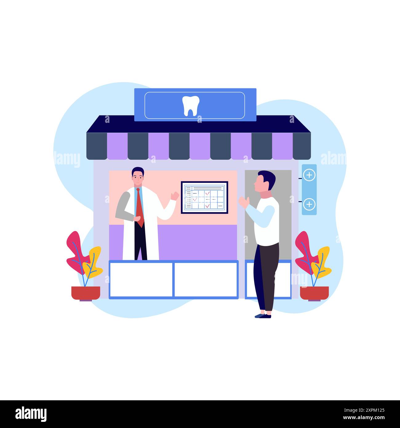 Il ragazzo sta parlando con il dentista. Foto Stock