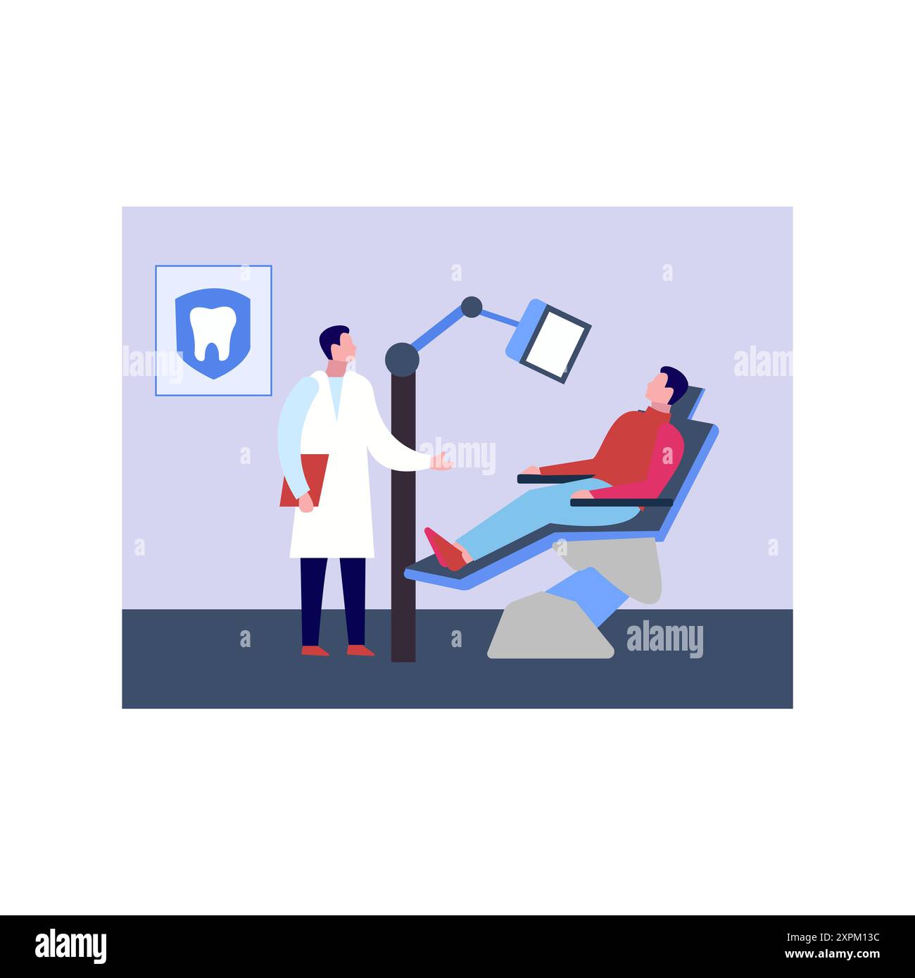 Il medico sta parlando con il paziente. Foto Stock