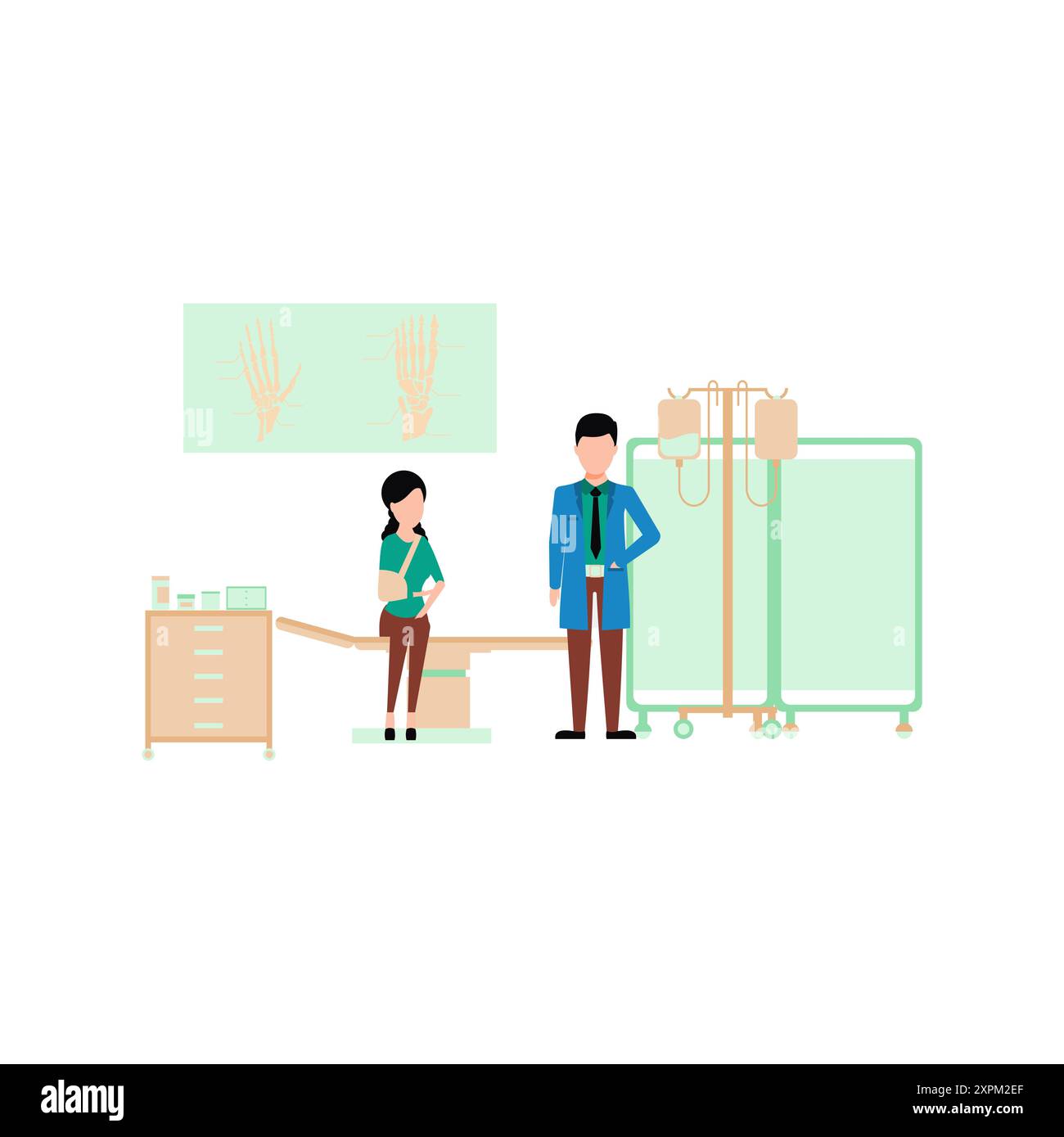 Il medico sta esaminando la mano della ragazza. Foto Stock