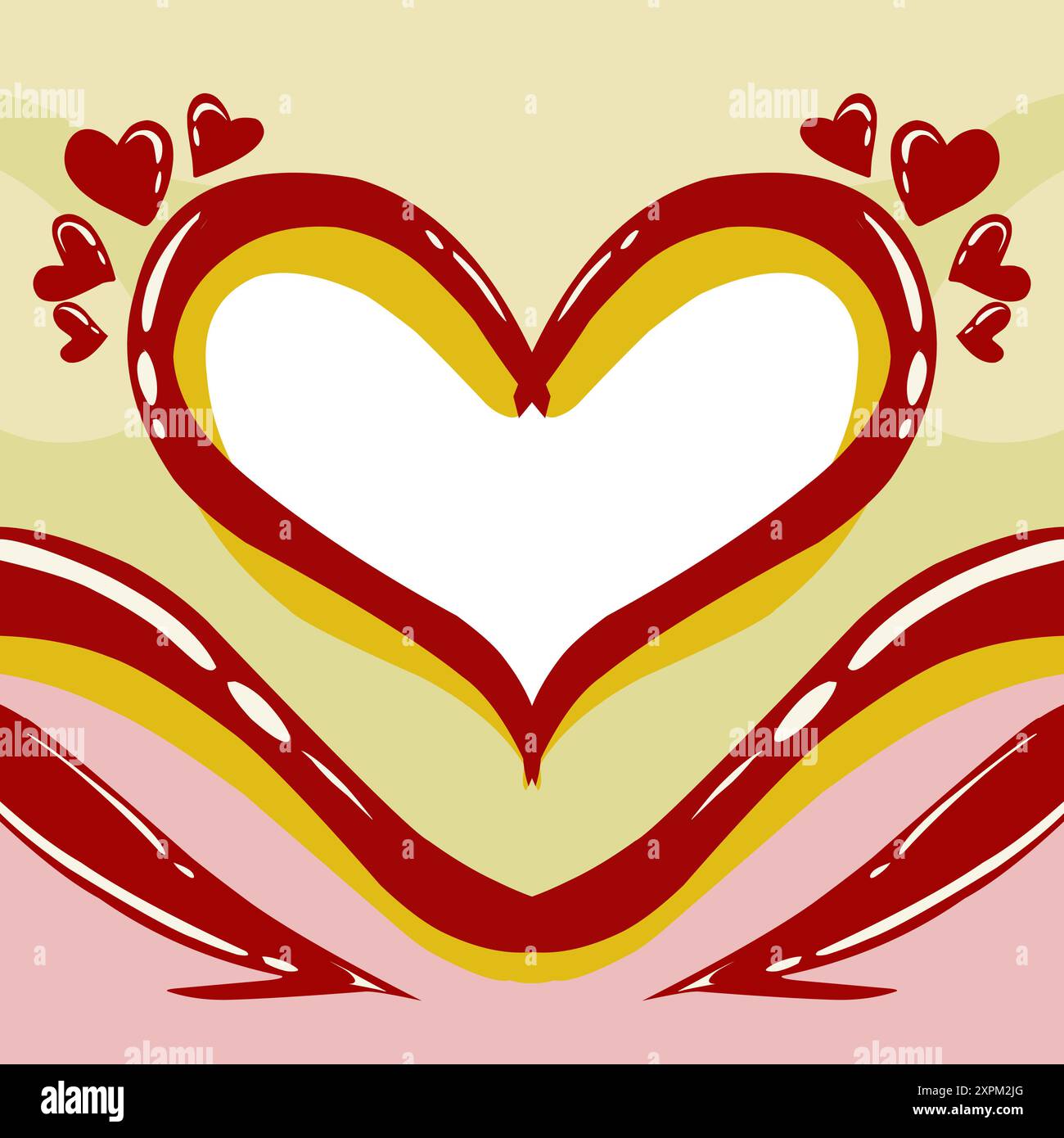 Sfondo illustrativo con forma d'amore in valntino rosso, questo design è adatto per fotochiamate, social media, carta da parati, cartoncino, adesivo. Illustrazione Vettoriale