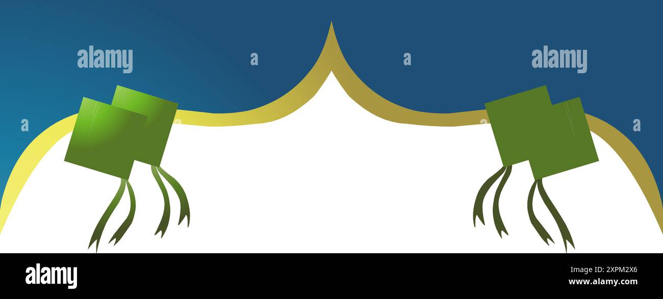 Sfondo a cupola della moschea a tema Ramadan in blu sfumato e ketupat con diamanti Illustrazione Vettoriale