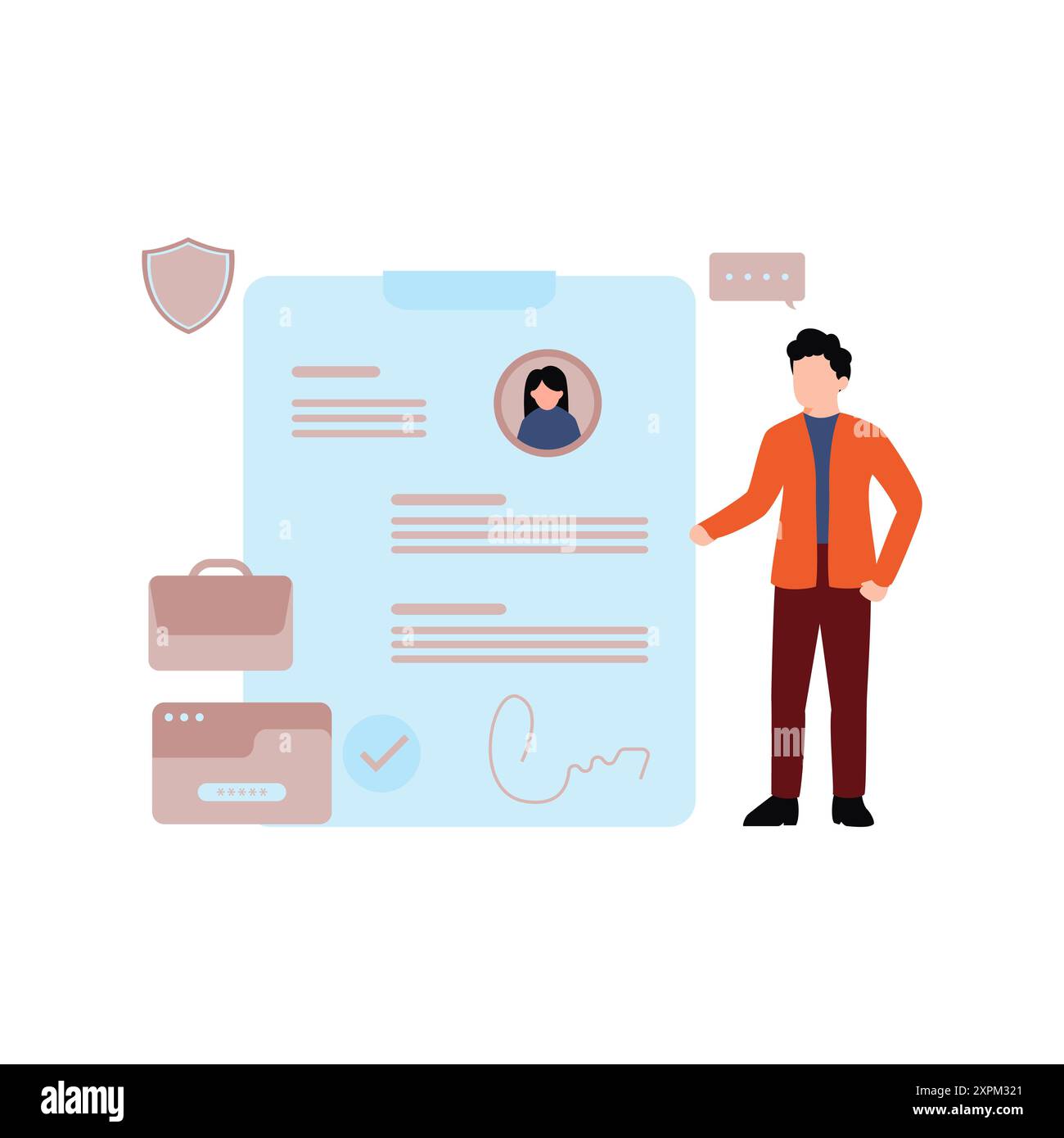 Ragazzo che guarda un documento legale. Foto Stock