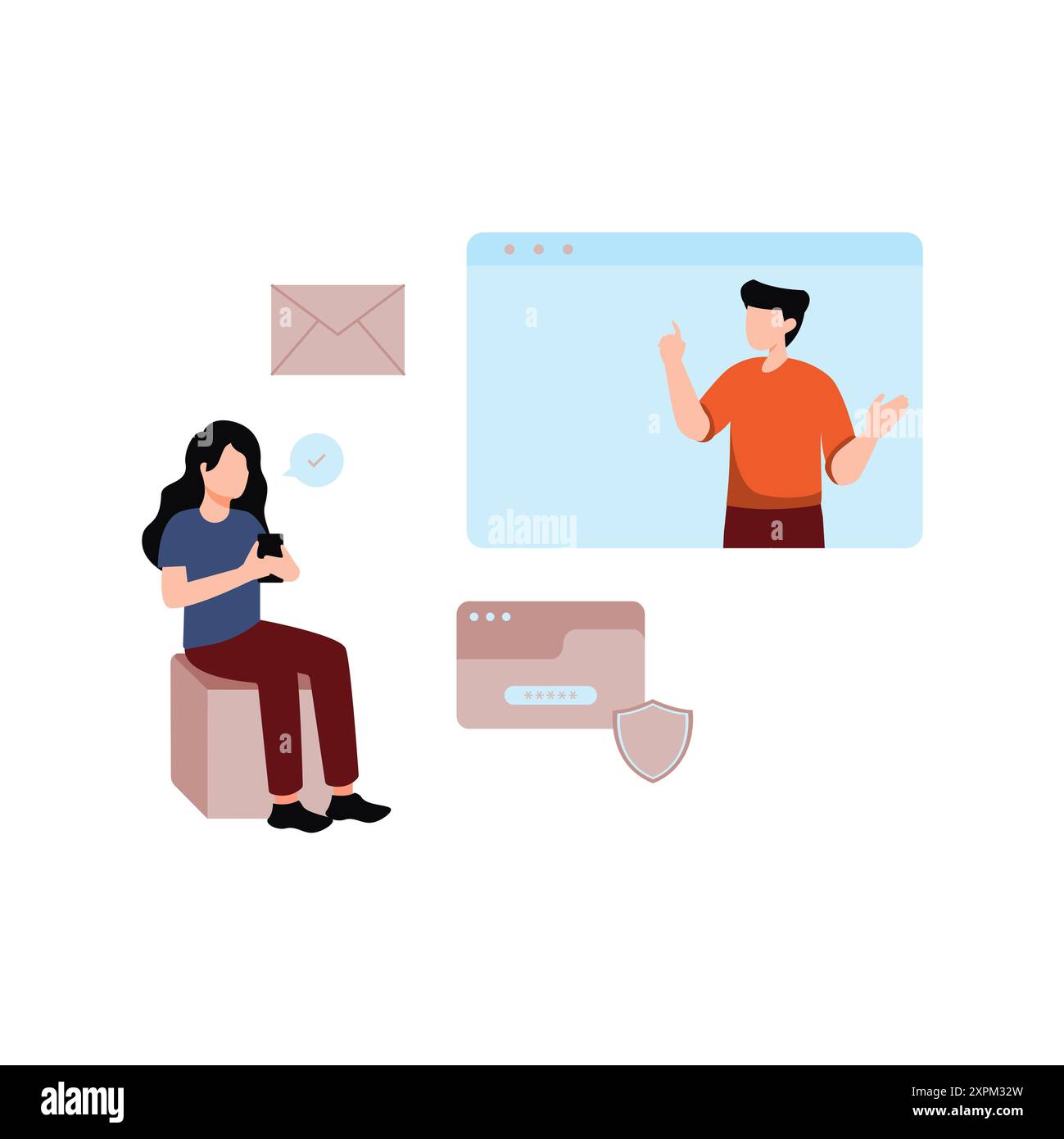 La ragazza sta parlando con il ragazzo. Foto Stock