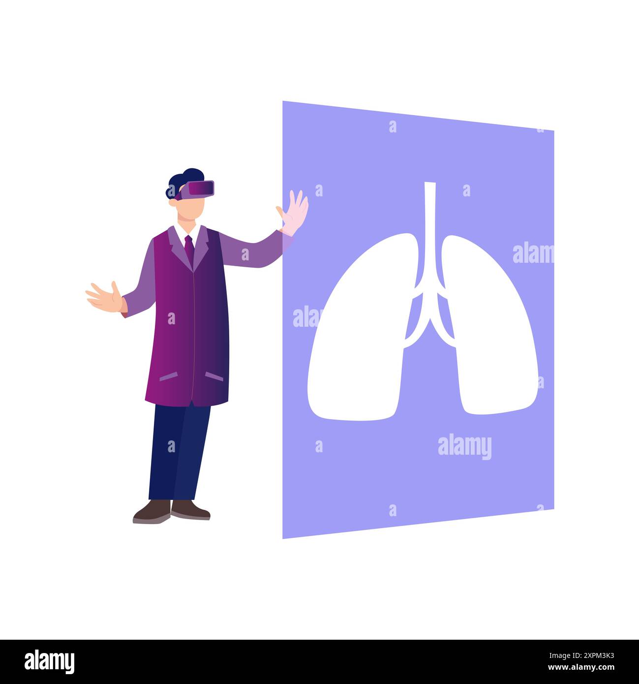Un ragazzo sta guardando una radiografia di un polmone. Foto Stock