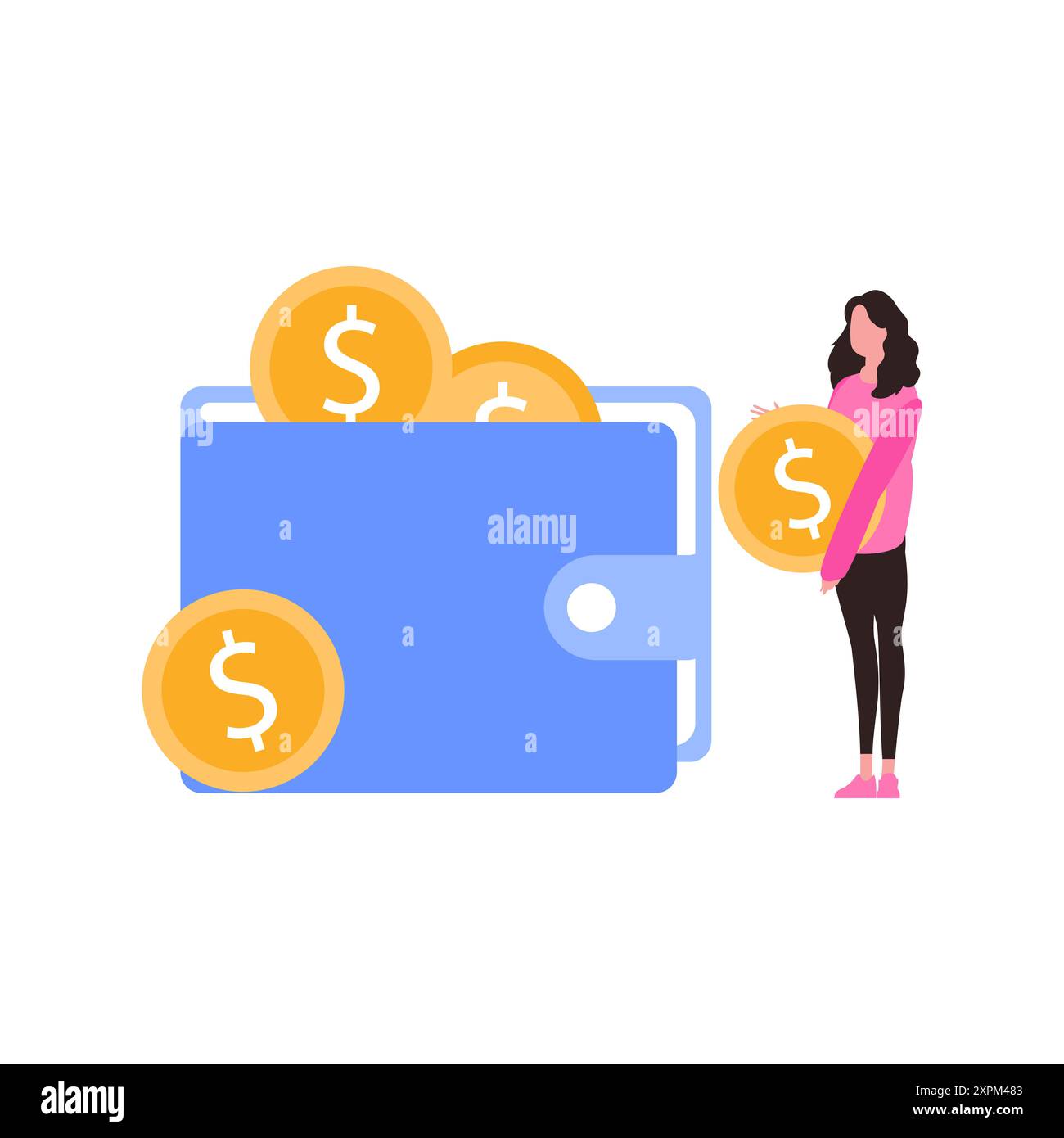 La ragazza porta una moneta da un dollaro. Foto Stock