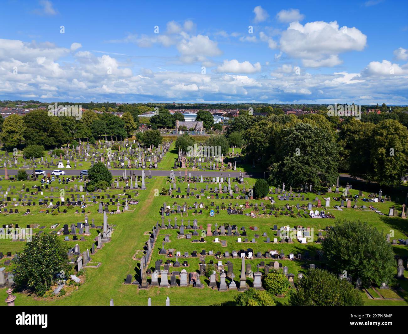 Vista aerea del cimitero di Toxteth Park su Smithdown Rd Liverpool Foto Stock