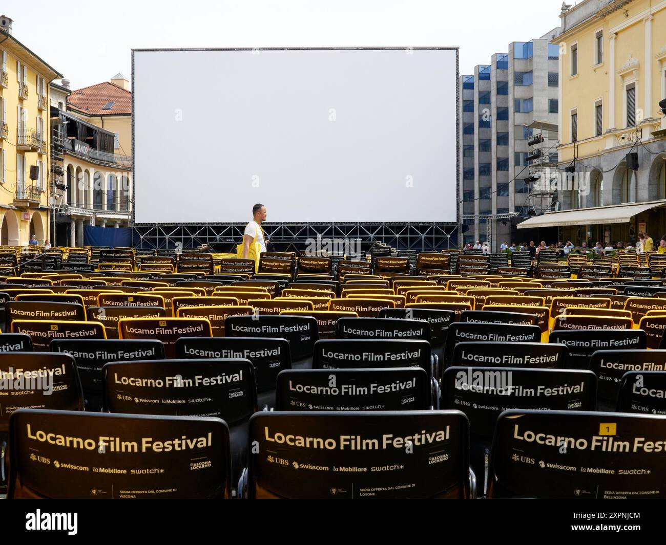 Locarno / Svizzera, 7 agosto 2024. Primo giorno di Locarno Film Festival 2024. Piazza grande è pronta. Crediti: Walter Gilgen Foto Stock