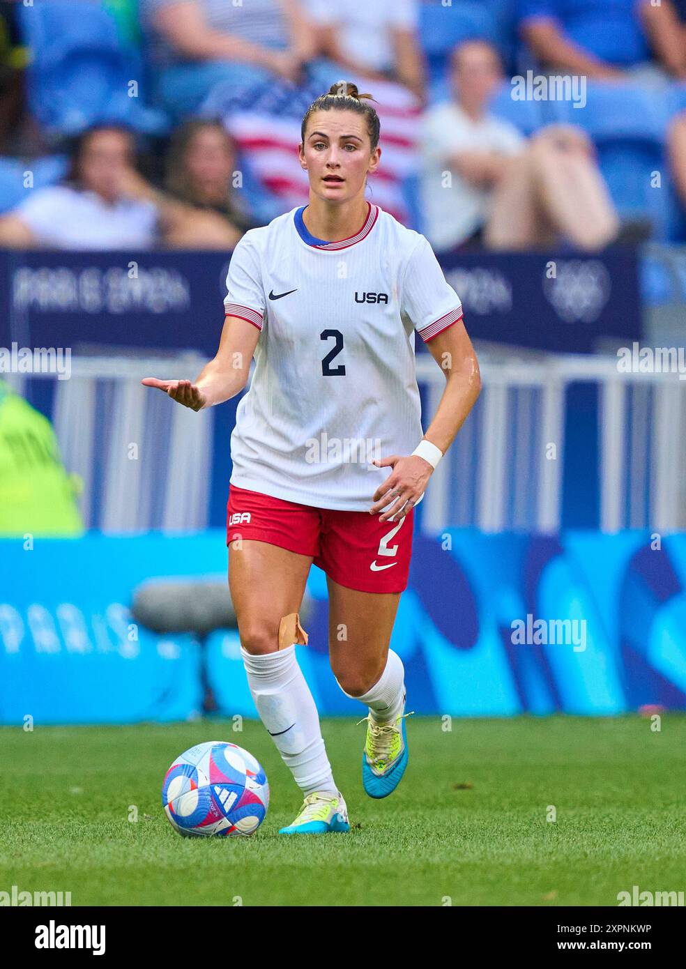 Emily Fox, USA Women Nr. 2 alla semifinale olimpica femminile GERMANIA - USA 0-1 N.V. allo Stade de Lyon di Lione il 6 agosto 2024 a Lione, Francia. Fotografo stagione 2024/2025: Immagini ddp/immagini a stella Foto Stock