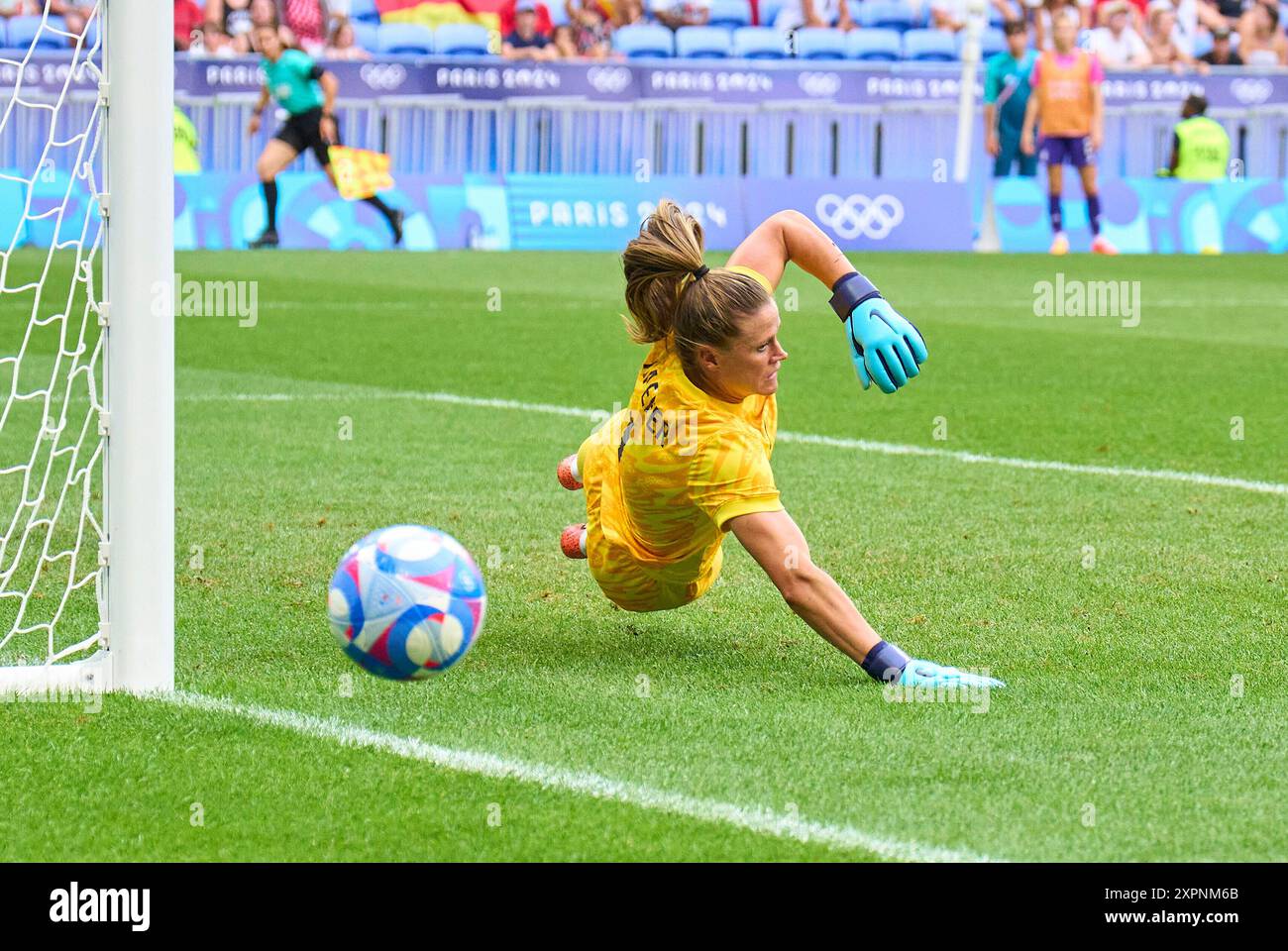 Alyssa Naeher, portiere USA n. 1 alla semifinale olimpica femminile GERMANIA - USA 0-1 N.V. allo Stade de Lyon di Lione il 6 agosto 2024 a Lione, Francia. Fotografo stagione 2024/2025: Immagini ddp/immagini a stella Foto Stock