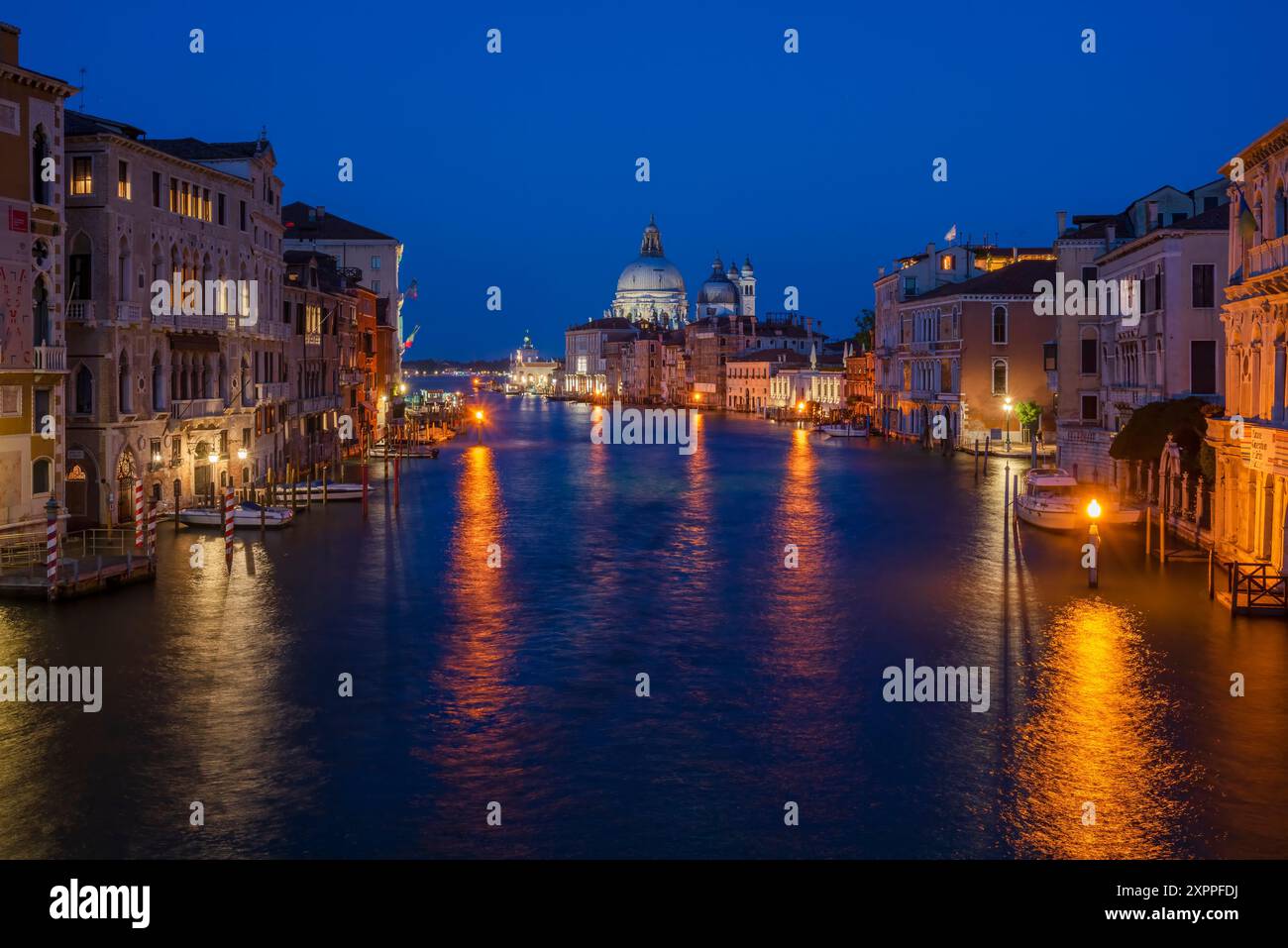 Canal Grande di notte, Venezia, Veneto, Italia Foto Stock