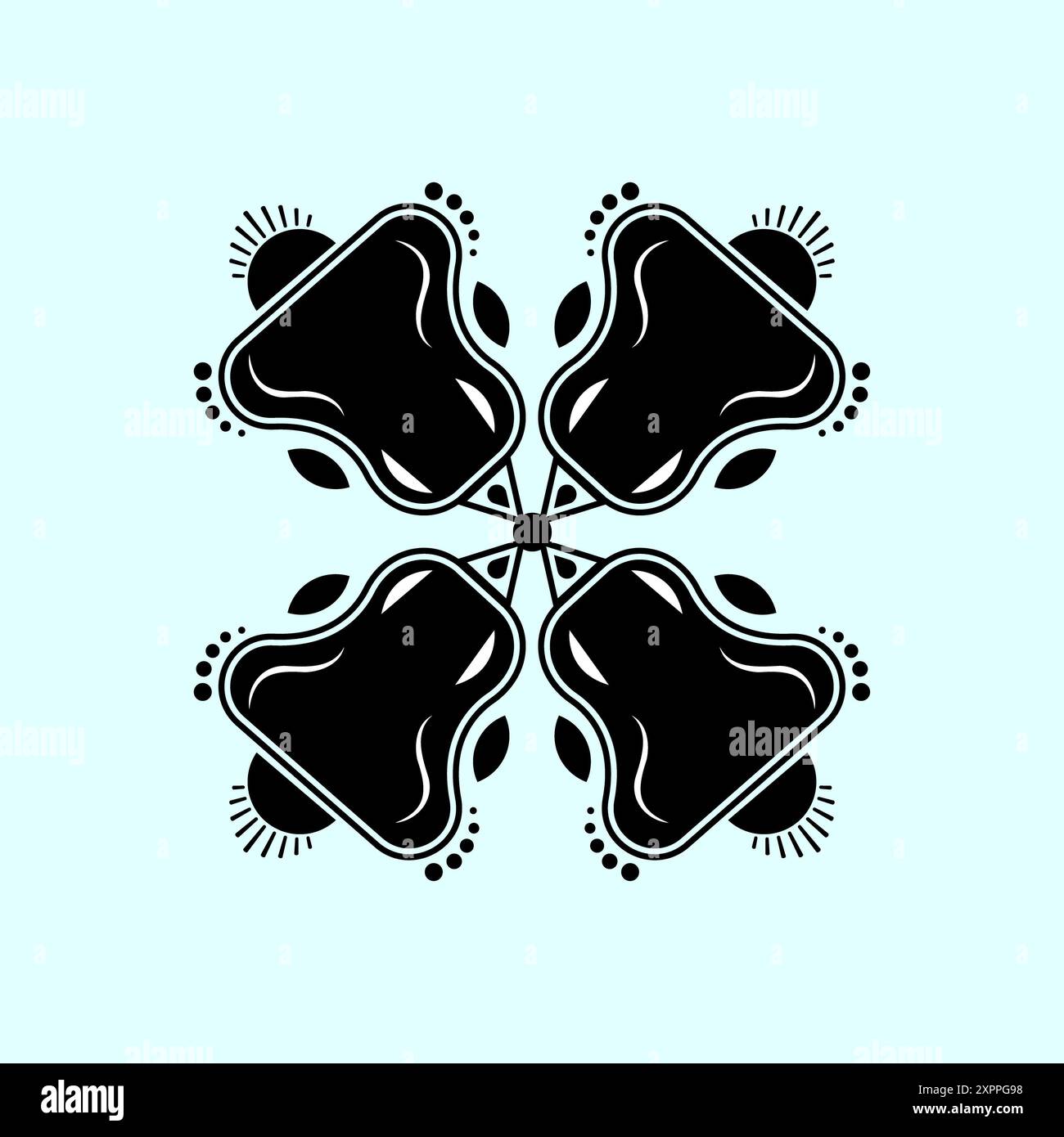 Mandola in bianco e nero e design del tatuaggio Foto Stock