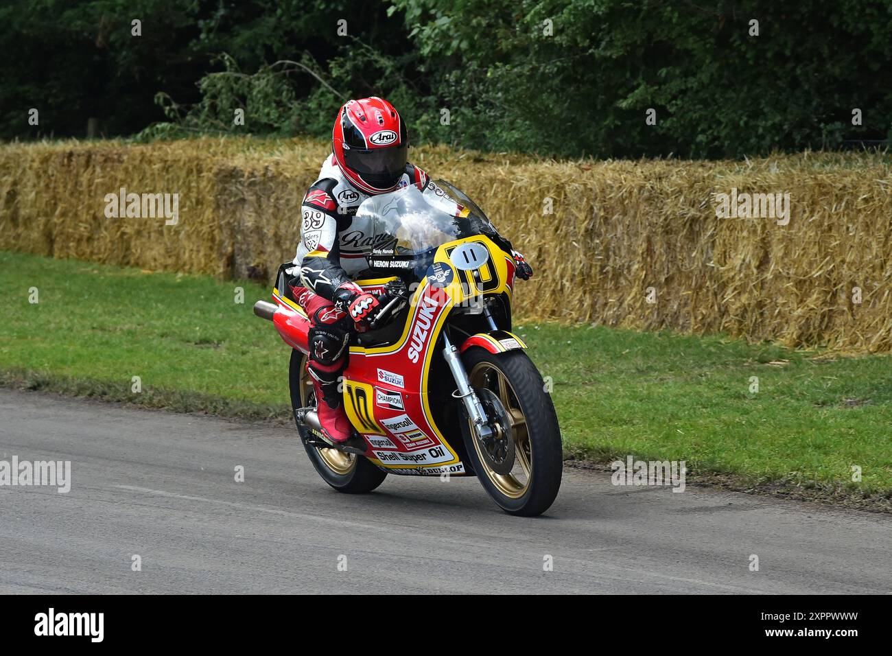 Randy Mamola, Suzuki RG500 XR34, Grand Prix Motorcycles: 75 anni di corse, il 75° anniversario del Campionato del mondo di corse motociclistiche, un grande Foto Stock
