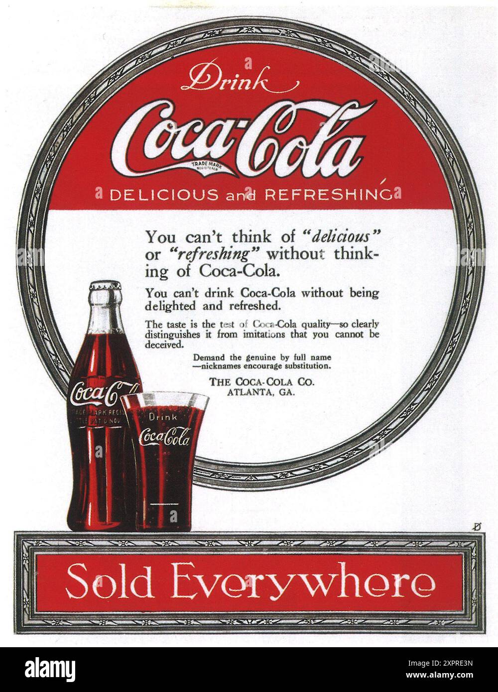 1919 annuncio Coca Cola - "venduto ovunque" Foto Stock