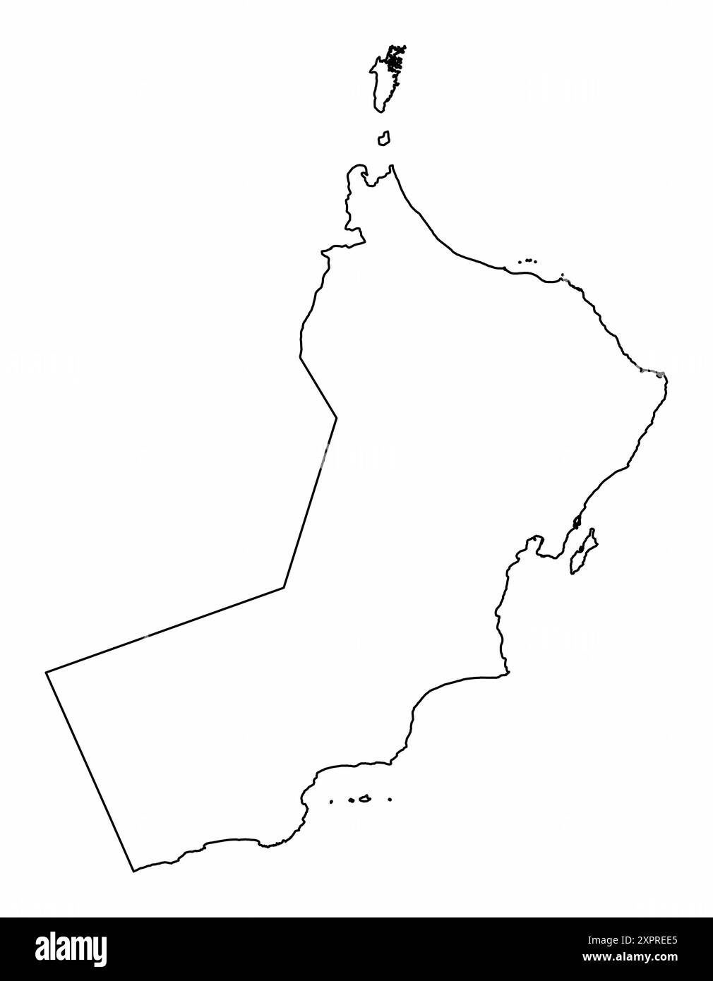 Mappa del contorno dell'Oman isolata su sfondo bianco Illustrazione Vettoriale