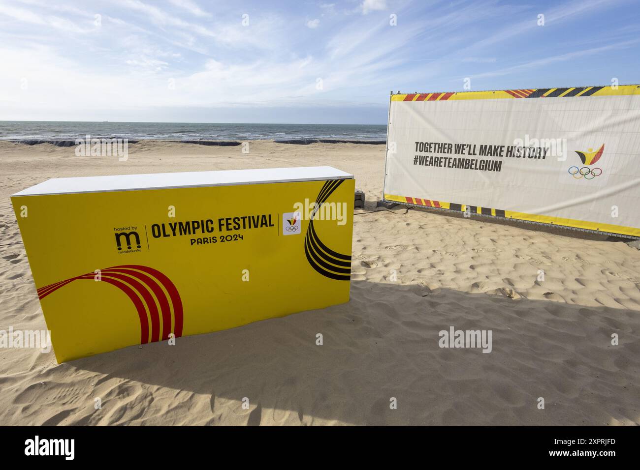 Middelkerke, Belgio. 7 agosto 2024. Questa foto viene scattata durante le celebrazioni al Festival Olimpico, mercoledì 07 agosto 2024 a Middelkerke. I Giochi della XXXIII Olimpiade si svolgono a Parigi dal 26 luglio all'11 agosto. La delegazione belga conta 165 atleti in 21 sport. BELGA FOTO NICOLAS MAETERLINCK credito: Belga News Agency/Alamy Live News Foto Stock