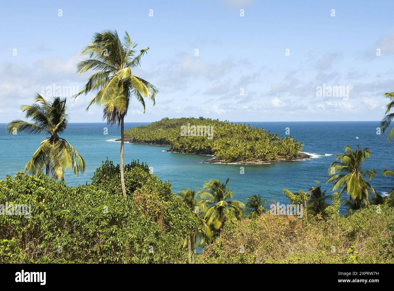 Ile du Diable vista dall'Ile Royale, Iles du Salut, Isole della salvezza, Guyana francese, dipartimento d'oltremare e regione della Francia, costa atlantica Foto Stock