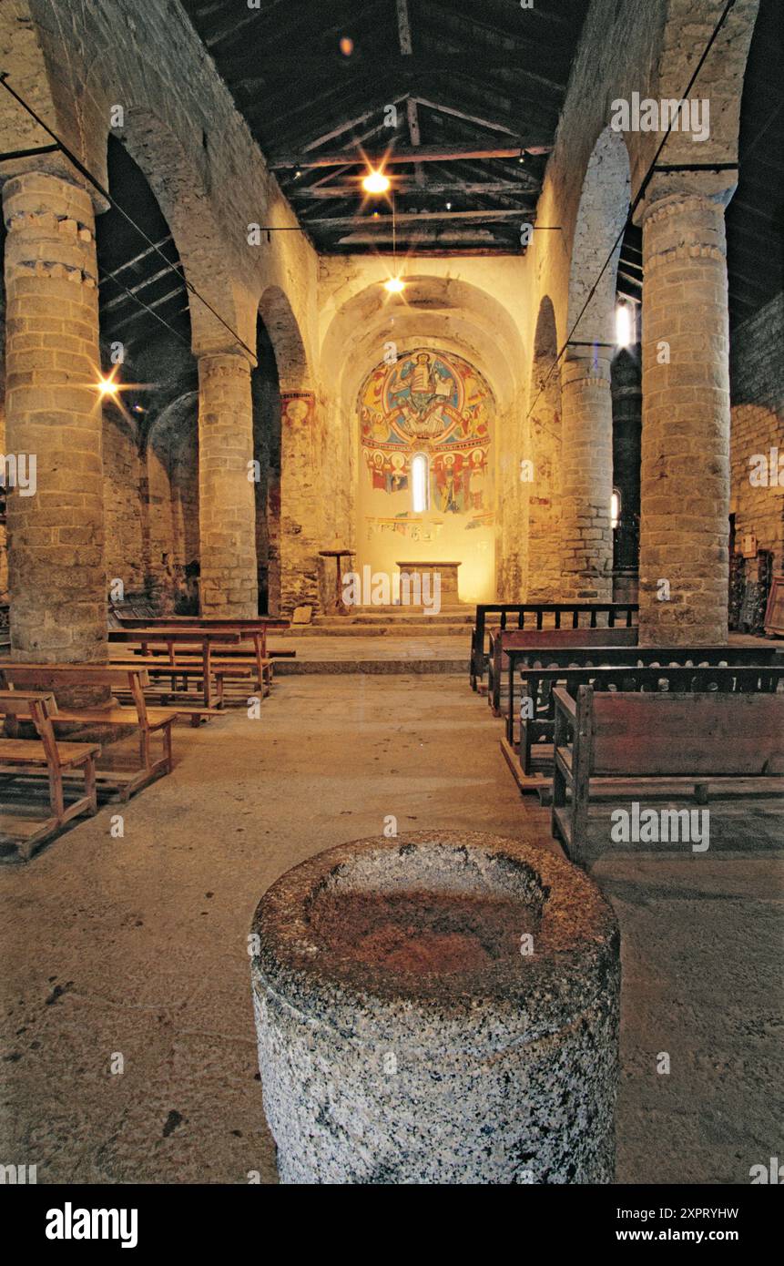 Abside centrale. Sant Climent de Taüll chiesa romanica. Boí valley. Pirenei. La Catalogna. Spagna. Foto Stock