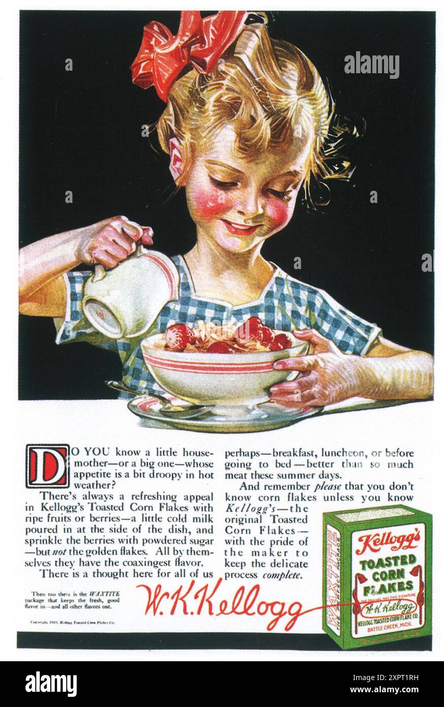 1915 Kellog's Toasted Corn Flakes ad con arte J. C. Leyendecker Foto Stock