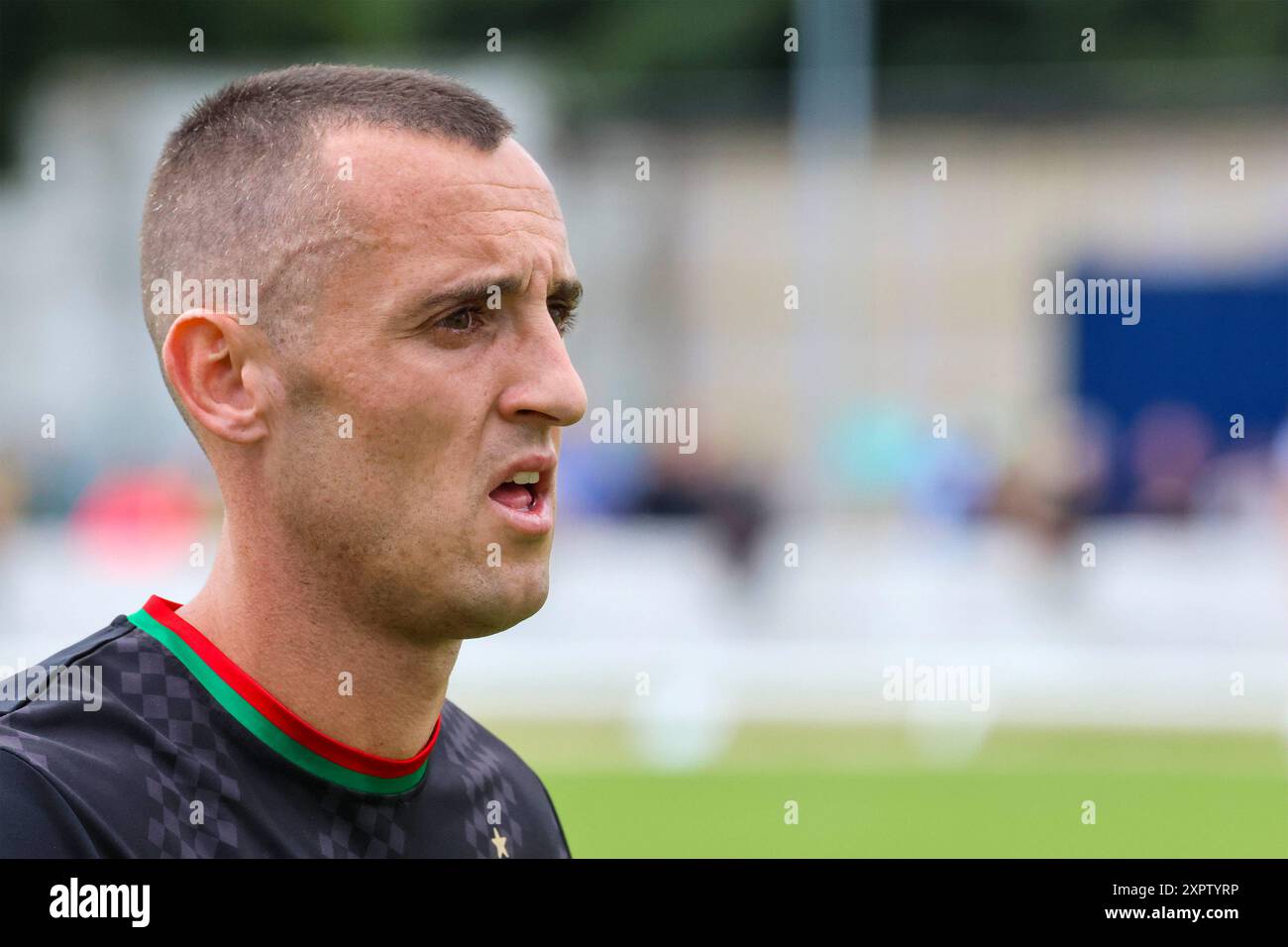 New Grosvenor Stadium, Lambeg, Irlanda del Nord, Regno Unito. 3 agosto 2024. Ideale per la prima stagione: Lisburn Distillery V Glentoran. Il giocatore di football di Glentoran Dylan Connolly. Foto Stock