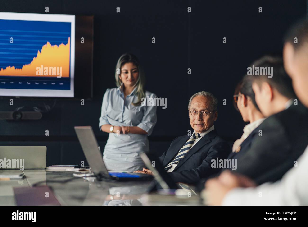Diversi dirigenti d'affari asiatici in una riunione Foto Stock
