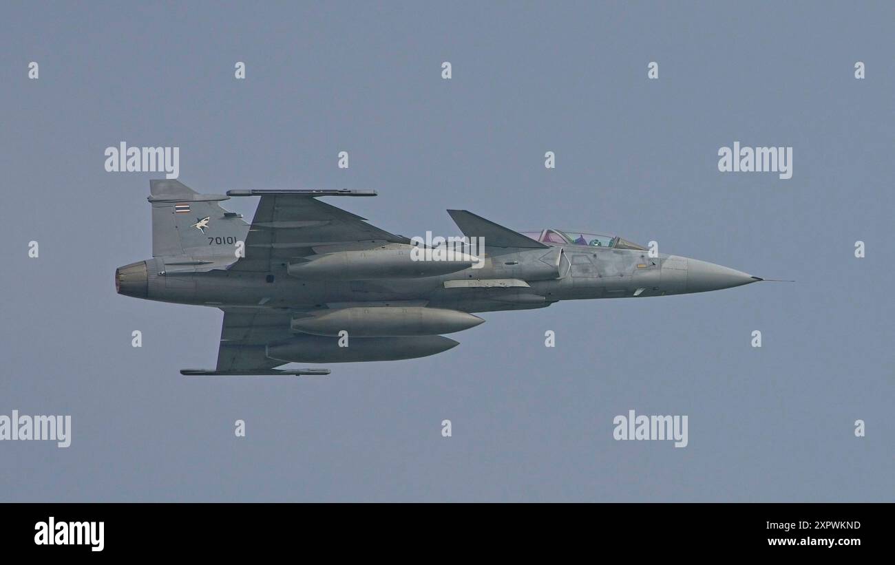 DARWIN, AUSTRALIA - 18 LUGLIO 2024: Royal Thai Air Force JAS 39 Gripen partecipa all'esercitazione Pitch Black in Australia. Foto Stock