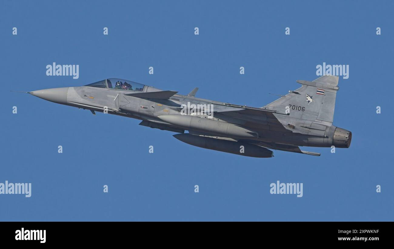 DARWIN, AUSTRALIA - 18 LUGLIO 2024: Royal Thai Air Force JAS 39 Gripen partecipa all'esercitazione Pitch Black in Australia. Foto Stock