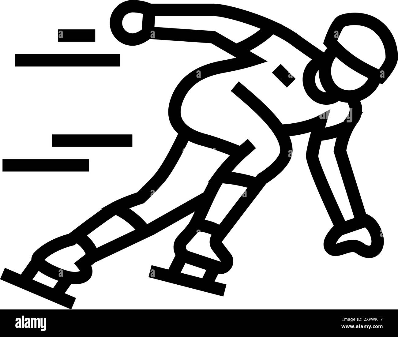 illustrazione vettoriale dell'icona della linea di pattinaggio di velocità per gli sport invernali Illustrazione Vettoriale