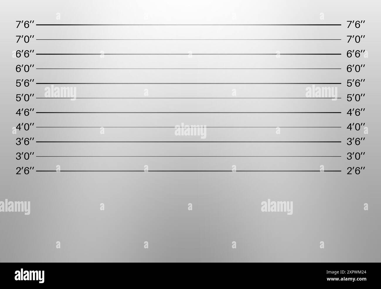 Mugshot. Parete della polizia con una scala di unità metriche Illustrazione Vettoriale