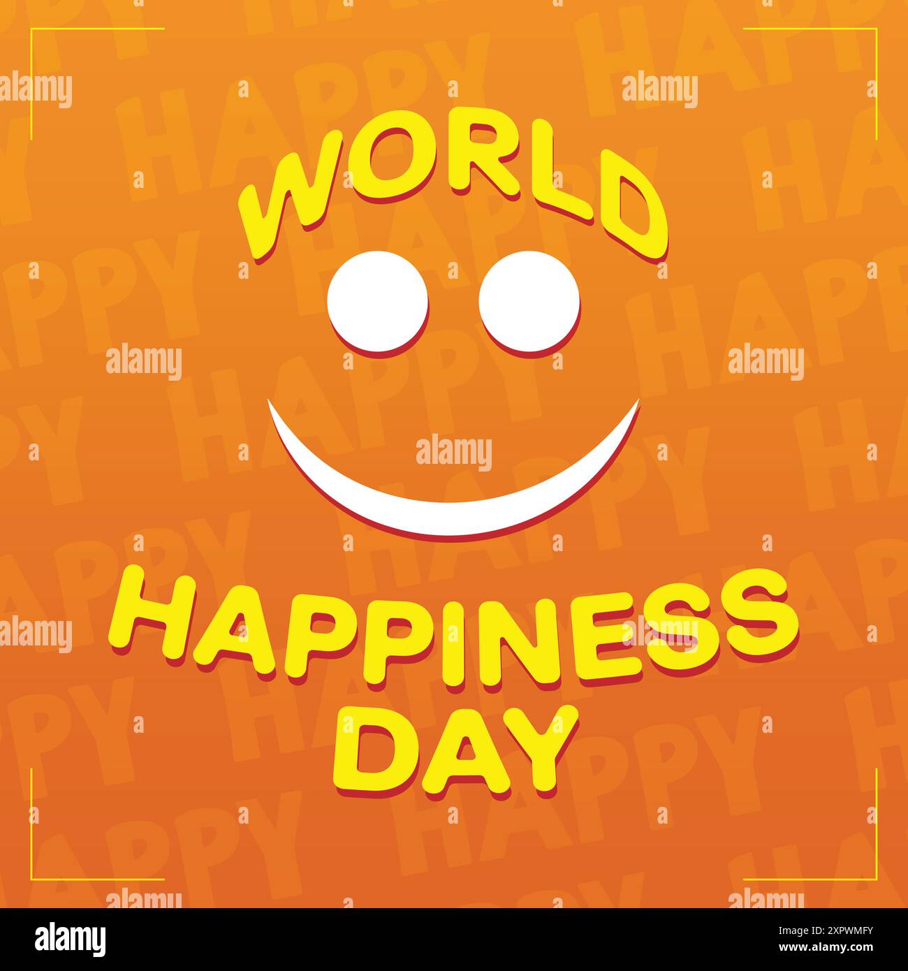 Modello di progettazione per il giorno della felicità - Emoji Design felice e sorridente Illustrazione Vettoriale