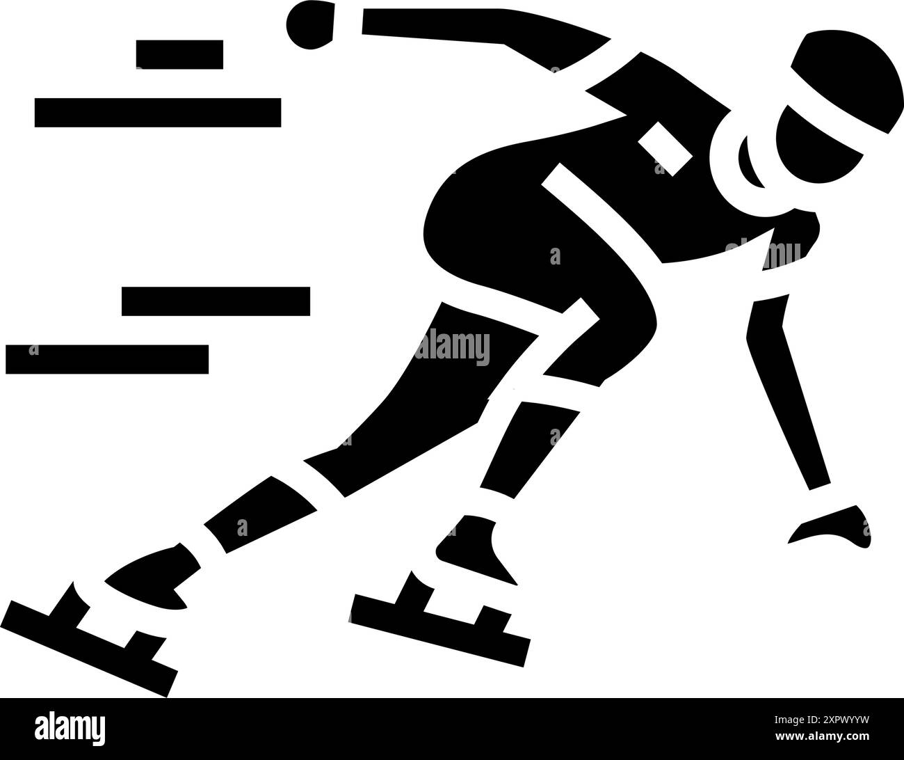 illustrazione vettoriale dell'icona del glifo dello sport invernale del pattinaggio di velocità Illustrazione Vettoriale