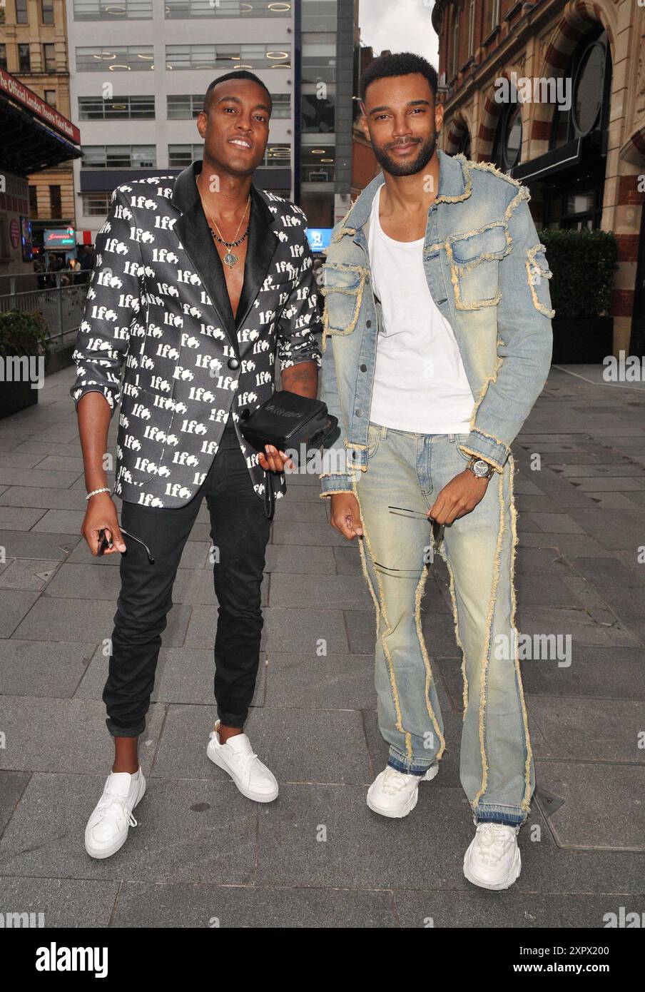 Londra, Regno Unito. 7 agosto 2024. Stefan-Pierre Tomlin e Tyler Cruickshank alla premiere televisiva britannica "Gaffer", Odeon Luxe West End, Leicester Square, mercoledì 7 agosto 2024 a Londra, Inghilterra, Regno Unito. CAP/MPI99 © MPI99/Capital Pictures credito: Capital Pictures/Alamy Live News credito: Capital Pictures/Alamy Live News Foto Stock